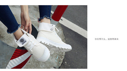 New Classic Design High-top Shoes Paladin Canvas Shoes Cuffed Thick-soled Martin Boots Women