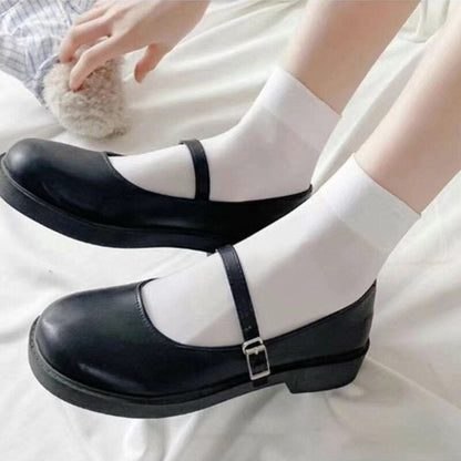 xiangtuibao CHAOZHU 50D Nylon Thin Black White Socks Summer Spring Crystal JK Cosplay Japanese High School Uniform Knee High Long Sock