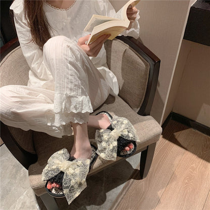 New couple fashion adult sandals non-slip thick-soled indoor and outdoor slippers lace warm home sleeping shoes women's home