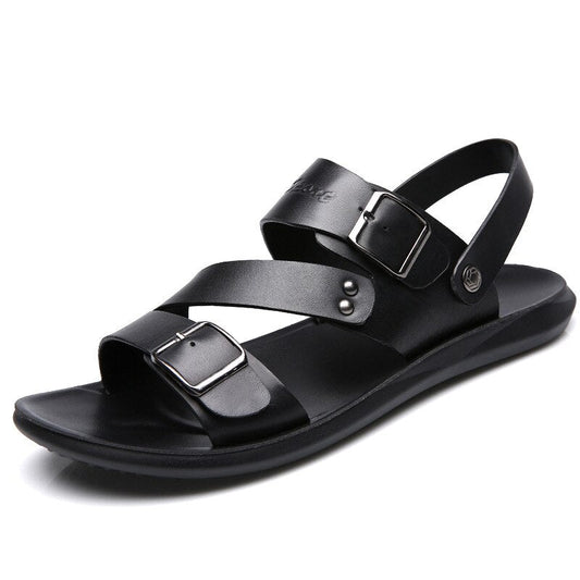 Sandals Men's Leather Summer New Fashion Casual Outdoor Dual-use Sandal Soft-soled Slippers Wear Leather Sandals