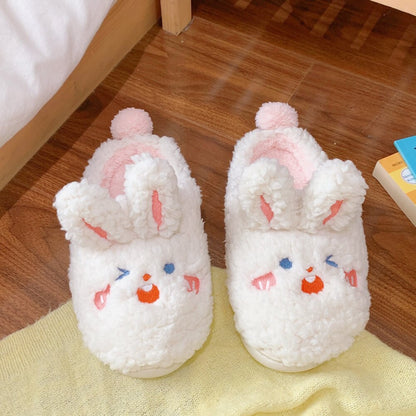 Kawaii Couple Soft Indoor Slippers  Winter Female Slippers for Home Warm Plush Women Shoes Casual Rabbit Zapatillas Mujer