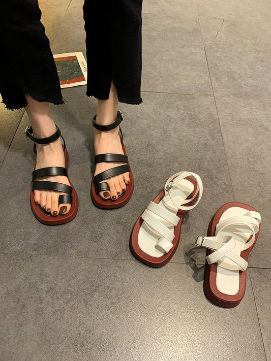 Roman Sandals Flip Flops Platform  Summer Female Shoe Clogs With Heel Med All-Match Gladiator Sports Corrective Girls Thick