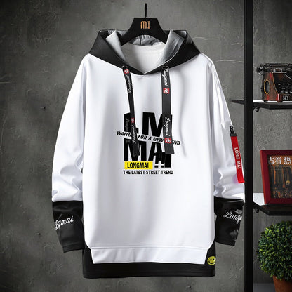 xiangtuibao Contrast Color Streetwear Hoodies Men Brand Tops Black White Sweatshirt Men Hip Hop Hoodies Cool Patchwork Pullover 3/4 Sleeve