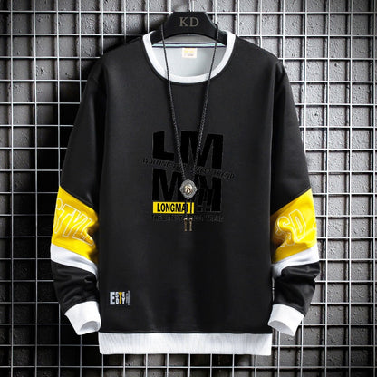 xiangtuibao Contrast Color Streetwear Hoodies Men Brand Tops Black White Sweatshirt Men Hip Hop Hoodies Cool Patchwork Pullover 3/4 Sleeve