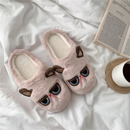 Winter New cute Couple Fashion Cartoon Cute Cats Adult Fall/Winter Non-slip Warm Indoor Fluffy Slippers Home Confinement Shoes w