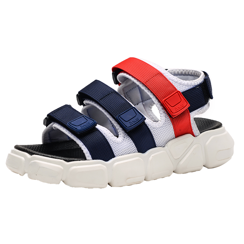 Korea Style Trend Chunky Men Summer Sandals Shoes Blue Hook and Loop Male Beach Sandals Non-slip Outdoor Slippers Men sandalias