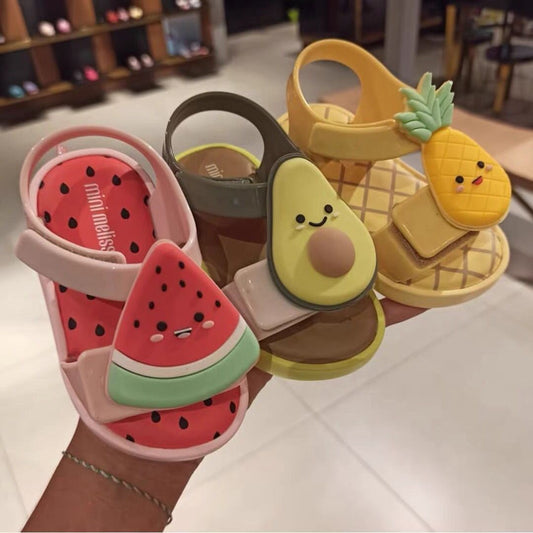 Newest Kids Summer Jelly Sandals Children Fashion Watermelon Straberry Pinapple Avocado jelly Princess Beach Shoes HMI042