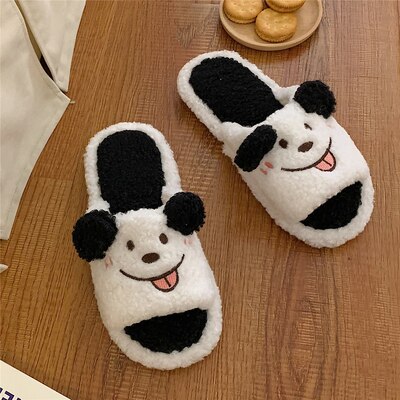 New Girl Heart Cotton Slippers Female Autumn And Winter Cartoon Cute Pig Knot Plush Non-slip Indoor Shoes Home Warm