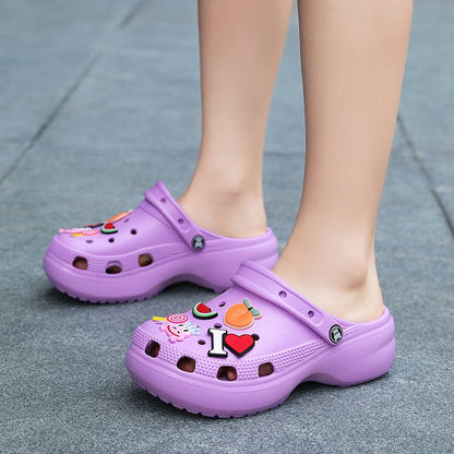 Purple Cute Cartoon Sandals Women Clogs Wedge Shoes Women Platform Outdoor Beach Garden Sandals Women Nurse Clogs женская обувь