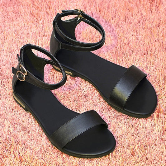 xiangtuibao Plus Size 34-46 New Genuine Leather Sandals Women Shoes Fashion Flat Sandals Cow Leather Summer buckle Ladies Shoes