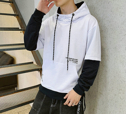 Streetwear Mens Hoodies Sweatshirts Ribbons Casual Hooded Sweatshirt Men  Spring Pullover Hoodies