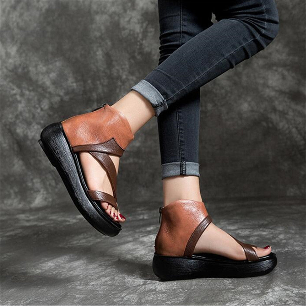 xiangtuibao Low Sandals Woman Leather Flip Flops Platform Large Size Female Shoe Comfort Shoes For Women Clogs With Heel Low-heeled And