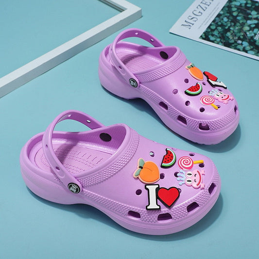 Purple Cute Cartoon Sandals Women Clogs Wedge Shoes Women Platform Outdoor Beach Garden Sandals Women Nurse Clogs женская обувь