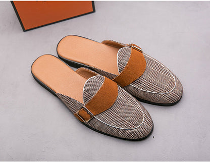 xiangtuibao New Arrive Canvas Man Loafer Slides Elegant Casual Shoes Lightweight Half Shoes for Man Breathable Slip-on Mules Slippers