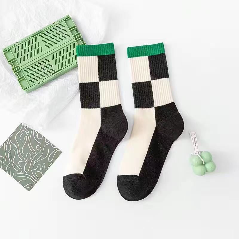 xiangtuibao Women Socks Autumn New Socks Fashion Lattice Cotton Preppy Style Happy Casual Deodorant Socks Female Socks High Quality Fashion