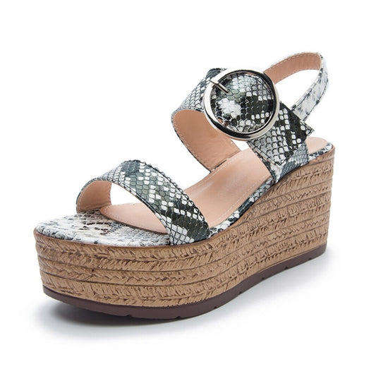 Leisure Serpentine Women Wedges Sandals Summer Women Shoes  Party Platform High Heels Fashion buckle Shoes Female cx397