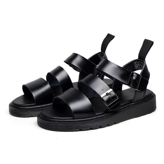 xiangtuibao Punk Style Women Gladiator Sandals Black Flat Shoes Woman Casual Thick Heel Beach Flats Sandalias Mujer Summer