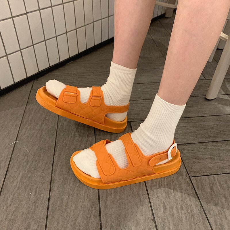 Korea Style Fashion Beach Sandals Female Rome Sandal Platform Buckle Summer Shoes Woman Preppy Sandalias Footwear SH366