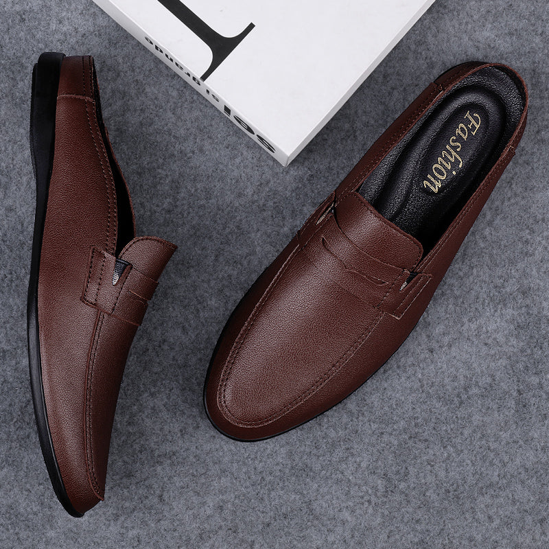 xiangtuibao Italian Luxury Men's Slippers Genuine Leather Loafers Men Moccasins Casual Non-slip Man Shoes Summer Fashion Half Shoes For Men