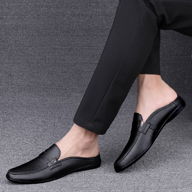 xiangtuibao Italian Luxury Men's Slippers Genuine Leather Loafers Men Moccasins Casual Non-slip Man Shoes Summer Fashion Half Shoes For Men