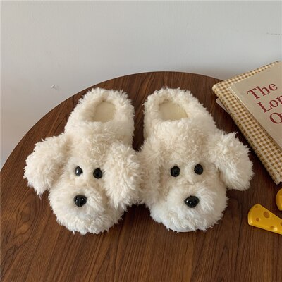 New girl heart cotton slippers female autumn and winter cartoon Christmas cute knot plush non-slip indoor shoes home