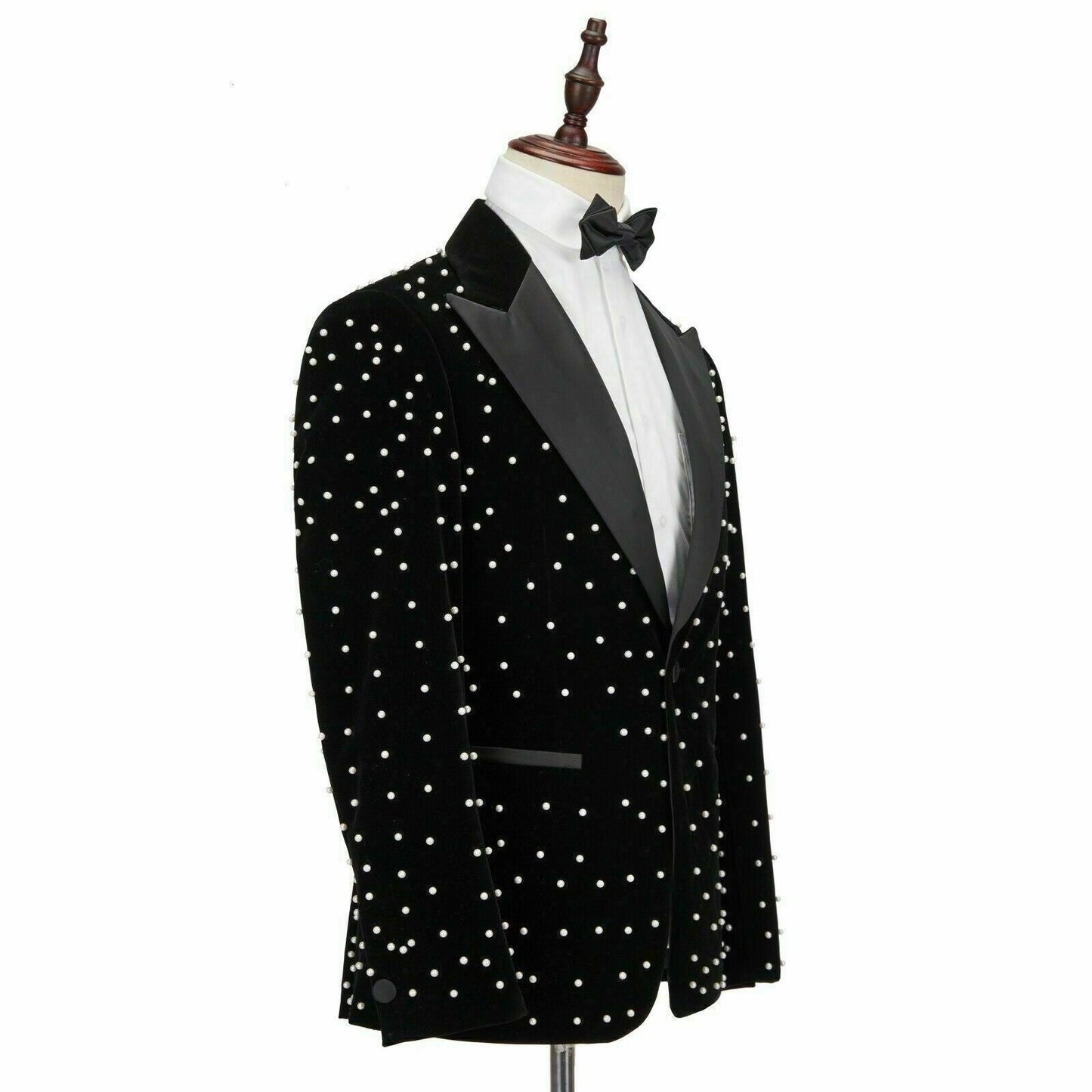 xiangtuibao High Quality Men Suits Black Velvet Crystal Groom Tuxedos Slim Fit Formal Business Party For Wedding Suits Best Man Blazer