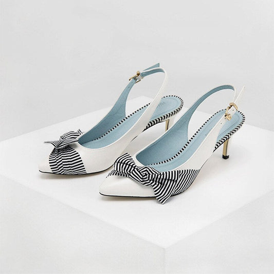 New Style Fashion Summer Women's after Empty Low-Cut High Heel Shoes Women's Thin Heeled Pointed-Toe Bow WOMEN'S Sandals