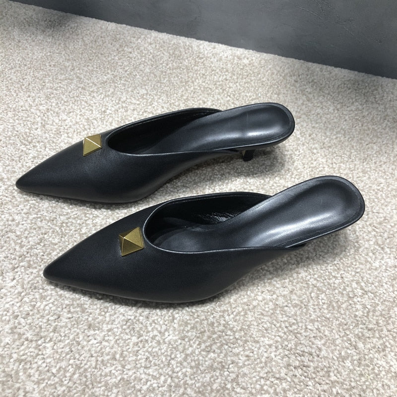 Simple Women's Shoes  New Spring/Summer Toe Cap Slippers Stiletto Mid-Heel Flip-Flops  women slippers