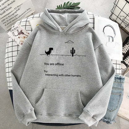 xiangtuibao Autumn New Harajuku Kpop Women's Retro Hoodie Dinosaur Long Sleeve Top Tee Fashion Casual Sports Shirt Ladies Clothing Hoodie