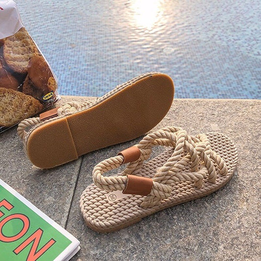 Sandals Woman Shoes Braided Rope With Traditional Casual Style And Simple Creativity Fashion Sandals Women Summer Shoes black