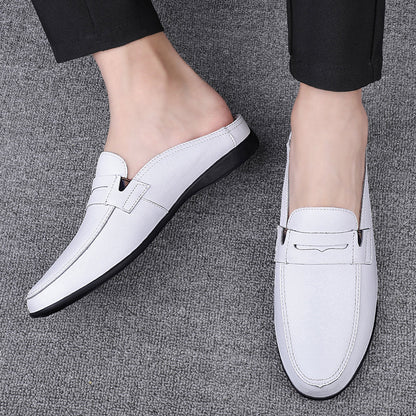 xiangtuibao Italian Luxury Men's Slippers Genuine Leather Loafers Men Moccasins Casual Non-slip Man Shoes Summer Fashion Half Shoes For Men