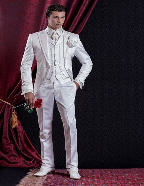 xiangtuibao Custom Made Slim Fit Embroidery Tuxedos Blazer Sets Groom Wedding Men Suits Set Prom Terno Masculino Slim Fit Men Clothing