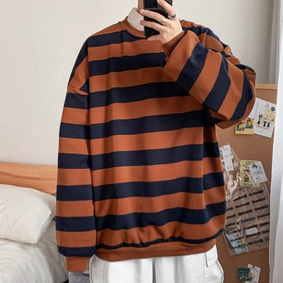 xiangtuibao Spring Men Classic Striped Hoodies Mens Hip Hop Streetwear Sweatshirt Male Casual Trend Cotton Pullover M-XXL