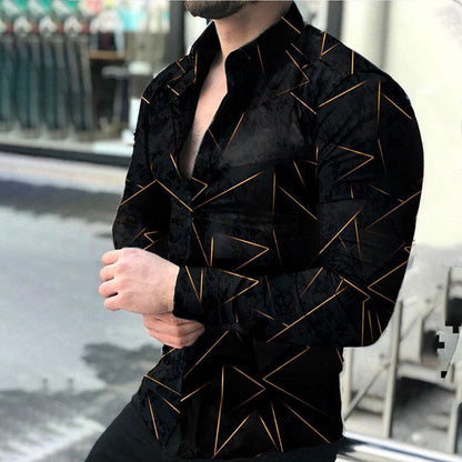 xiangtuibao Spring Autumn Men printed Shirts Turn-down Collar Buttoned Shirt Men's Casual Long Sleeve social shirt Tops Men's clothing