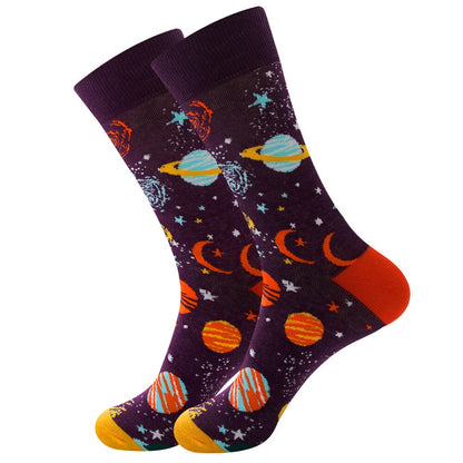 xiangtuibao New Mens Sock  Diamond Ramen Astronaut Pattern Hip Hop Cool Socks For Men Winter Thick Long Skate Funny Socks Colorful