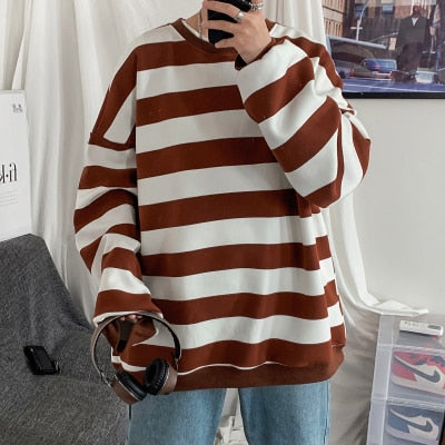 xiangtuibao Spring Men Classic Striped Hoodies Mens Hip Hop Streetwear Sweatshirt Male Casual Trend Cotton Pullover M-XXL