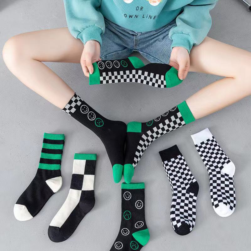 xiangtuibao Women Socks Autumn New Socks Fashion Lattice Cotton Preppy Style Happy Casual Deodorant Socks Female Socks High Quality Fashion