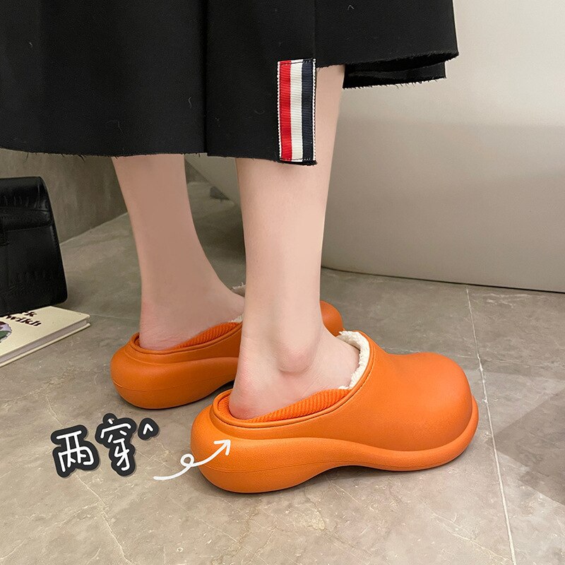 Winter Women Home Slippers EVA Soft Indoor Slippers Casual Waterproof Platform Shoes Warm Plush Zapatillas Mujer Femme