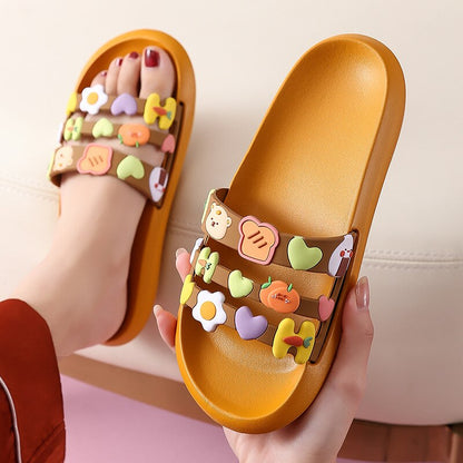 Cute Slippers Female Summer Couple Girlfriends Soft Bottom Home Thick Bottom Men's Home Non-slip Sandals and Slippers