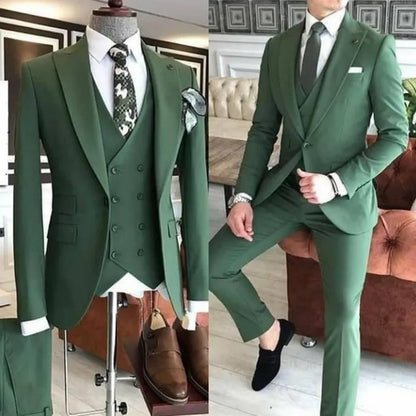 xiangtuibao Costume Homme 3 Pieces New Arrival Men Suits  Slim Fit Peak Lapel One Button Tailor Made Man Suit Blazer (Jacket+Pants+Vest）