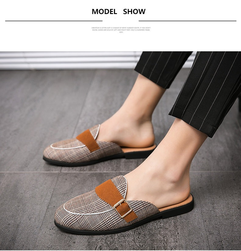 xiangtuibao New Arrive Canvas Man Loafer Slides Elegant Casual Shoes Lightweight Half Shoes for Man Breathable Slip-on Mules Slippers