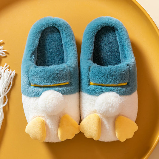 Kawaii Duck Women Home Slippers Winter Soft Indoor Slippers Casual Warm Zapatillas Mujer  Patchwork Plush Woman Shoes