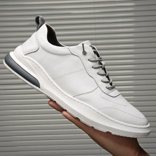 New Genuine Leather Shoes Men Sneakers Men Fashion White Shoes Cow Leather Sneakers Brand Male Footwear A1995