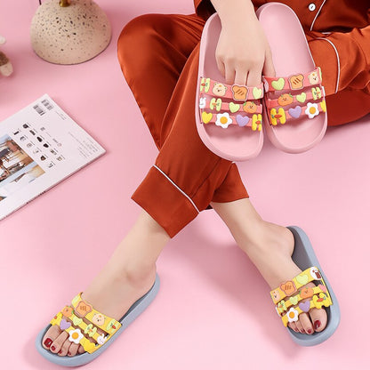 Cute Slippers Female Summer Couple Girlfriends Soft Bottom Home Thick Bottom Men's Home Non-slip Sandals and Slippers