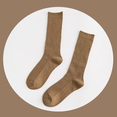 xiangtuibao CHAOZHU Japanese Classic Lolita Women Girls Loose Double Needle Combed Cotton Knitting Daily Rib Basic Socks 4 Seasons Fit Soft