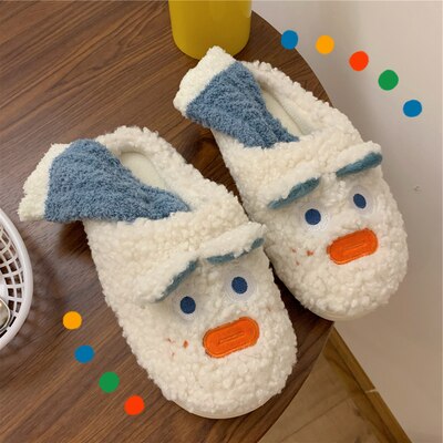 New girl heart cotton slippers female autumn and winter cartoon Christmas cute knot plush non-slip indoor shoes home