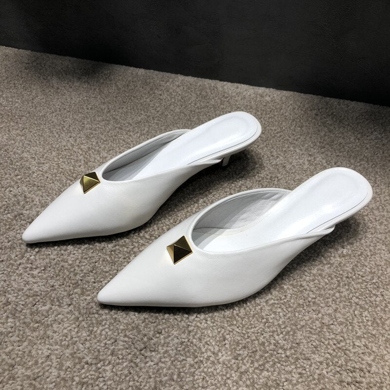 Simple Women's Shoes  New Spring/Summer Toe Cap Slippers Stiletto Mid-Heel Flip-Flops  women slippers