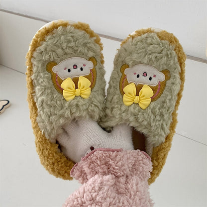 New Couple Fashion Adult Sandals Non-slip Warmth Thick-soled Indoor and Outdoor Fur Shoes men's Flip-flops Home Sleepers women's