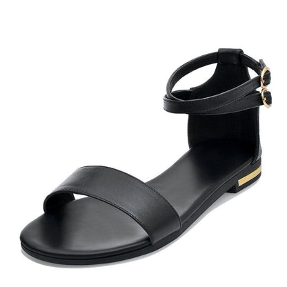 xiangtuibao Plus Size 34-46 New Genuine Leather Sandals Women Shoes Fashion Flat Sandals Cow Leather Summer buckle Ladies Shoes