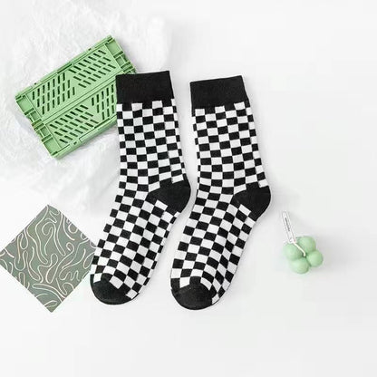 xiangtuibao Women Socks Autumn New Socks Fashion Lattice Cotton Preppy Style Happy Casual Deodorant Socks Female Socks High Quality Fashion